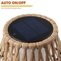 Solar Yard 29-In Outdoor Solar-Powered Woven Resin Wicker Boho Lantern Floor Lamp, Decoration For Deck Garden, Pathway, Oslo Natural