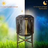 Solar Yard Mordern Floor Lamp-22 Outdoor&Indoor Decorative Light With Brown Resin Wicker, Integrated Led Solar Lamp For Porch, Garden, Patio, Enjoy Eco-Friendly Illumination, Baffin Taupe