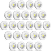 24 Pieces Led Puck Lights Wireless Under Cabinet Lighting 60 Lumens Portable Push Battery Operated Lights Mini Touch Closet Ligh