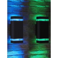 Iyogaled Up And Down Lights Outdoor Dusk To Dawn, Exterior Light Fixture Wall Sconce - Green Blue Lamps Included, Outside Lights For House, Garage, Front Door (Green & Blue)