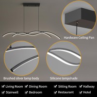 Matven Modern Ceiling Chandelier Light Acrylic Antiflicker Pendant Lamp With Remote Control Dimmable 3 Color Mode Warm Cool