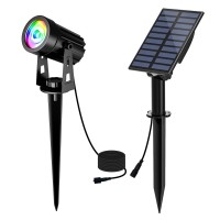 T-Sun Rgb Solar Spotlights Waterproof Outdoor, Solar Lights Auto On/Off Color Changing Solar Wall Lights For Garden, Driveway, Pathway, Pool Area(Rgb)