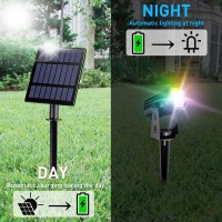 T-Sun Color Changing Solar Spotlights, Led Solar Powered Landscape Lights Outdoor Waterproof Solar Security Wall Lights Auto On/Off Dual Head Light For Garden Yard Patio(Rgb)