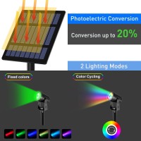 T-Sun Color Changing Solar Spotlights, Led Solar Powered Landscape Lights Outdoor Waterproof Solar Security Wall Lights Auto On/Off Dual Head Light For Garden Yard Patio(Rgb)