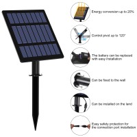 T-Sun Color Changing Solar Spotlights, Led Solar Powered Landscape Lights Outdoor Waterproof Solar Security Wall Lights Auto On/Off Dual Head Light For Garden Yard Patio(Rgb)