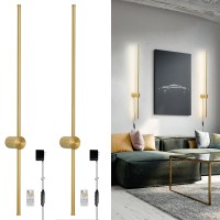 Ditoon Modern Plug In Wall Sconces Set Of Two,Gold Plug In Wall Light With Remote,Wall Lamp With Plug In Cord, Led Wall Light With Memory Function, Original Brand Lighting