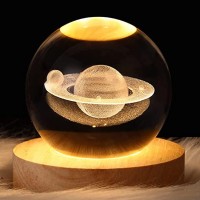 Saturn Crystal Ball Night Light 24Inch60Mm Decorative Quartz Glass Ball Deco Lamp Gift Glass Sphere With Light Stand Paper