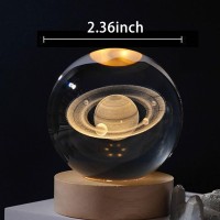 Saturn Crystal Ball Night Light 24Inch60Mm Decorative Quartz Glass Ball Deco Lamp Gift Glass Sphere With Light Stand Paper