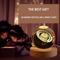 Saturn Crystal Ball Night Light 24Inch60Mm Decorative Quartz Glass Ball Deco Lamp Gift Glass Sphere With Light Stand Paper