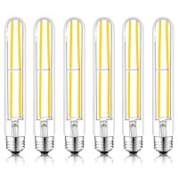 Novelux 7.3 Inch E26 Led Bulb 60 Watt Dimmable,4000K Neutral White 6W T10 Led Bulb Clear Glass Long Tubular Light Bulbs,T9 Bulbs For Bathroom Vanity Light,Wall Sconces,Chandeliers,Pendant(6 Pack)