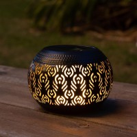 Solar Table Lanterns Outdoor Waterproof - Dancing Flickering Flame Lamp Black Peacock Feather Metal Tabletop Light Solar Powered Decorative Lantern For Desk Bedroom Patio Garden Pathway Yard (1 Pack)