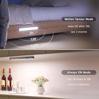 Ferswe Under Cabinet Lights Rechargeable Battery Level Display 60 Led Motion Sensor Cabinet Light Dimmable Touch Control Und