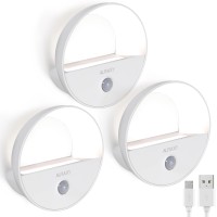 Auraxy Rechargeable Motion Sensor Night Light, Battery Night Lights Led Cool White Magnetic Stick-On Motion Sensored Hallway Light, With Dusk To Dawn Sensor For Stair, Wall, Bedroom, Bathroom(3 Pack)