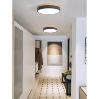 Modern Dimmable Led Close To Ceiling Light Minimalist Wood Oak Flush Mount Ceiling Light Fixture With Lampshade For Bedroom Livi