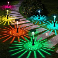 Bright Outdoor Solar Pathway Lights 8 Pack,Color Changing/Warm White Led Solar Lights Outdoor Waterproof Path Lights,Solar Powered Garden Landscape Decorative For Yard Walkway Lawn Driveway Backyard