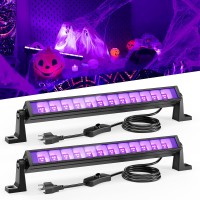 Meloght 38W Black Light Bar 60 Leds Blacklight Flood Light With Plug Switch And 5Ft Cable Glow Lights For Halloween Bedroom