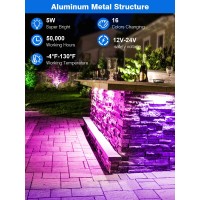 Doreio 5W Rgb Retaining Wall Lights 7 Inch Led Hardscape Lighting Color Changing Low Voltage Landscape Paver Lights 12V 24V Step