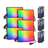 Onforu 6 Pack Rgb Led Flood Light Outdoor 20W Diy Color Changing Uplights With Remote 2700K Warm White Ip66 Stage Lights Land