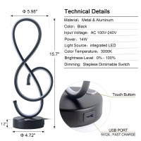 Leip Modern Table Lamp Led Bedside Lamp With Usb Port Touch Stepless Dimmable Nightstand Lamp Unique Musical Note Lamp For Be