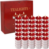 100 Pcs Red Tea Lights Candles Red Smokeless Tealight Candles 4 Hours Mini Tealight Candles Dripless Red Candles Bulk For Dinner