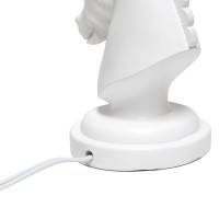 Simple Designs 1725 Tall Polyresin Decorative Chess Horse Shaped Bedside Table Desk Lamp White