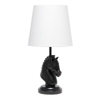 Simple Designs 1725 Tall Polyresin Decorative Chess Horse Shaped Bedside Table Desk Lamp Black