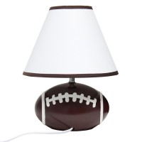 Simple Designs Sportslite 115 Tall Athletic Sports Baseball Base Ceramic Bedside Table Desk Lampwhite Shade With Brown Trim