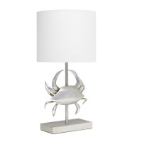 Simple Designs Shoreside 1825 Tall Pinching Crab Shaped Bedside Table Desk Lamp White