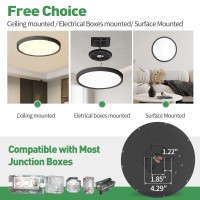 4Pk 12 Inch Led Flush Mount Ceiling Light 24W 2520Lm 3000K4000K6000K Cct Selectable Round Flat Panel Light Low Profile Cei