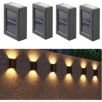 Aslidecor Solar Wall Lights Up Down 4 Pack,Illuminate Outdoor Sunlight Sensor Lamp Ip65 Waterproof Led Modern Deck Lighting Decor For House Patio Porch