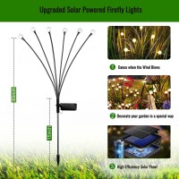 Focusky Solar Garden Lights,Firefly Lights Solar Outdoor,2 Pack 6 Leds Solar Powered Swaying Outdoor Lights Waterproof,Landscape Yard Patio Pathway Garden Decor,Warm White