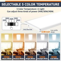 1X4 Led Flat Panel Light Surface Mount Ceiling Light 5Cct 3000K3800K4500K5200K6000K Dimmable 24W30W40W 4980Lm Edgelit