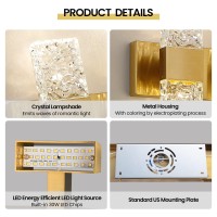 Epinl Gold Bathroom Vanity Light Fixtures Brushed Gold Bathroom Light Fixtures Over Mirror 4Light 4000K Led Crystal Wall Scon