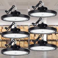 Evbforu Led High Bay Light 200W 6 Packs 29 000Lm With Us Plug Ufo High Bay Light For Warehouse Workshop Factory Gym Garage Barn