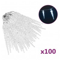 Vidaxl Christmas Icicle Lights 100 Pcs Cold White Acrylic