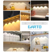 Garto Led Under Cabinet Lights Usb Rechargeable, Slim Closet Lights Motion Sensored Indoor, 2 Hill-Light Bulb Wireless Battery Powered Lighting For Counter Wardrobe Kitchen (Silver, 11.81In-2 Pack)