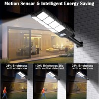 Zjojo Solar Street Lights Outdoor Waterproof, 6500K 10000Lm 448 Leds Solar Parking Lot Lights Dusk To Dawn, Solar Flood Light Wide Angle Motion Sensor And Remote Control For Area Lighting Yard 4-Pack