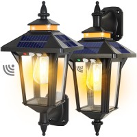 2 Pack Solar Wall Lantern Lights Outdoor With 3 Lighting Modes Motion Sensor Wall Sconce Dusk To Dawn Led Exterior Front Porch