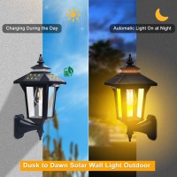 2 Pack Solar Wall Lantern Lights Outdoor With 3 Lighting Modes Motion Sensor Wall Sconce Dusk To Dawn Led Exterior Front Porch