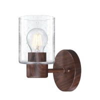 Westinghouse Lighting 6126300 Sylvestre Transitional One Light Wall Fixture, Walnut Finish, Clear Seeded Glass