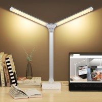 Bright Led Desk Lamp For Home Office - Dual Swing Arm Desk Light, Eye-Caring Architect Task Lamp, Adjustable Foldable Table Lamp, Dimmable Touch Control Desktop Lamp 5 Lighting Modes For Work/Study