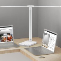 Adjustable Foldable Desk Lamp For Home Office - Double Swing Arm Bright Led Desk Light, Eye-Caring Architect Task Lamp, Touch Control Desktop Lamp Dimmable Table Desk Light For Work/Study/Craft