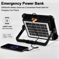 Cosyeasy Portable Led Work Solar Light With Remote 200W 20600Mah 20000 Lm 336Led Ip66 With Stepless Brightness Job Site Battery Rechargeable Led Floor Light For Power Failure Emergency