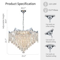 Anjiadengshi Large Crystal Chandelier K9 Crystal Lighting Chandelier For Living Room 9 E12 Bulbs High 217 In X Diameter 252 In