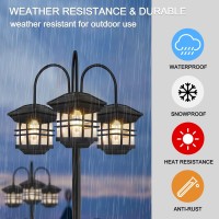 Outdoor Solar Lamp Post Lights, Aluminum Classic Black Light Pole, Solar Street Light 3-Head Waterproof Outside Street Lights Solar Floor Lamp For Backyard, Garden, Driveway, Lawn(Led Bulbs Included)