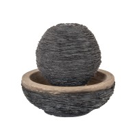 Gardenesque Premium Globe Water Feature - Led Lights - Lightweight Fibreclay - With Slate Effect Finish - For Zen Gardens, Terrace, Pond Or Balcony - 2 W35 X D35 X H36 Cm - 8Kg