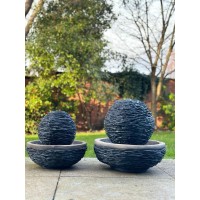 Gardenesque Premium Globe Water Feature - Led Lights - Lightweight Fibreclay - With Slate Effect Finish - For Zen Gardens, Terrace, Pond Or Balcony - 2 W35 X D35 X H36 Cm - 8Kg