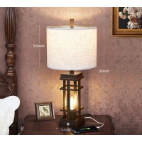 Set Of 2 Farmhouse Table Lamps With Usb Ports 26Tall Bedside Touch Lamp With 2 Led Nightlight Blubs 3Way Dimmable Bedroom N