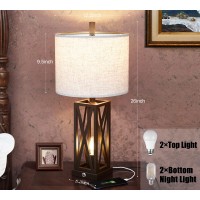 Weiters Set Of 2 Modern Bedside Lamps 3 Way Dimmable Rustic Touch Table Lamp With Dual Usb Ports Vintage Farmhouse Table Lamps