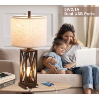 Weiters Set Of 2 Modern Bedside Lamps 3 Way Dimmable Rustic Touch Table Lamp With Dual Usb Ports Vintage Farmhouse Table Lamps